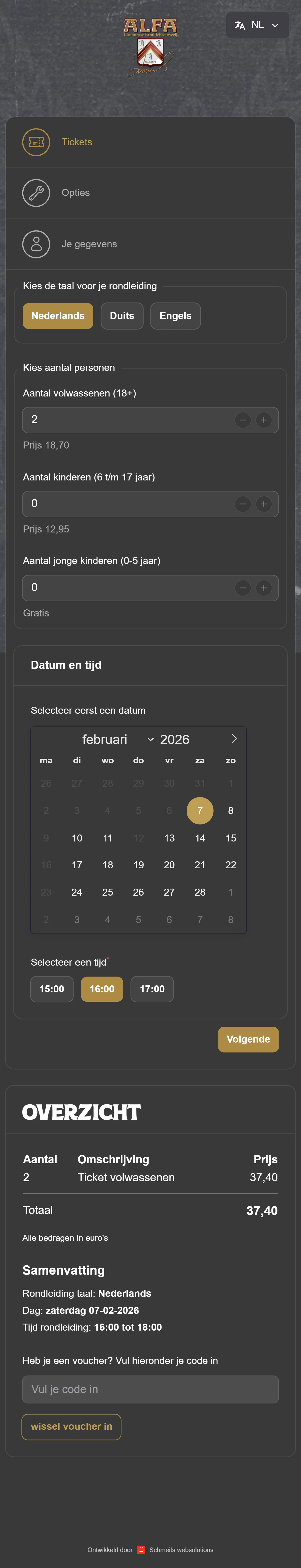 Mobiel-vriendelijke booking flow