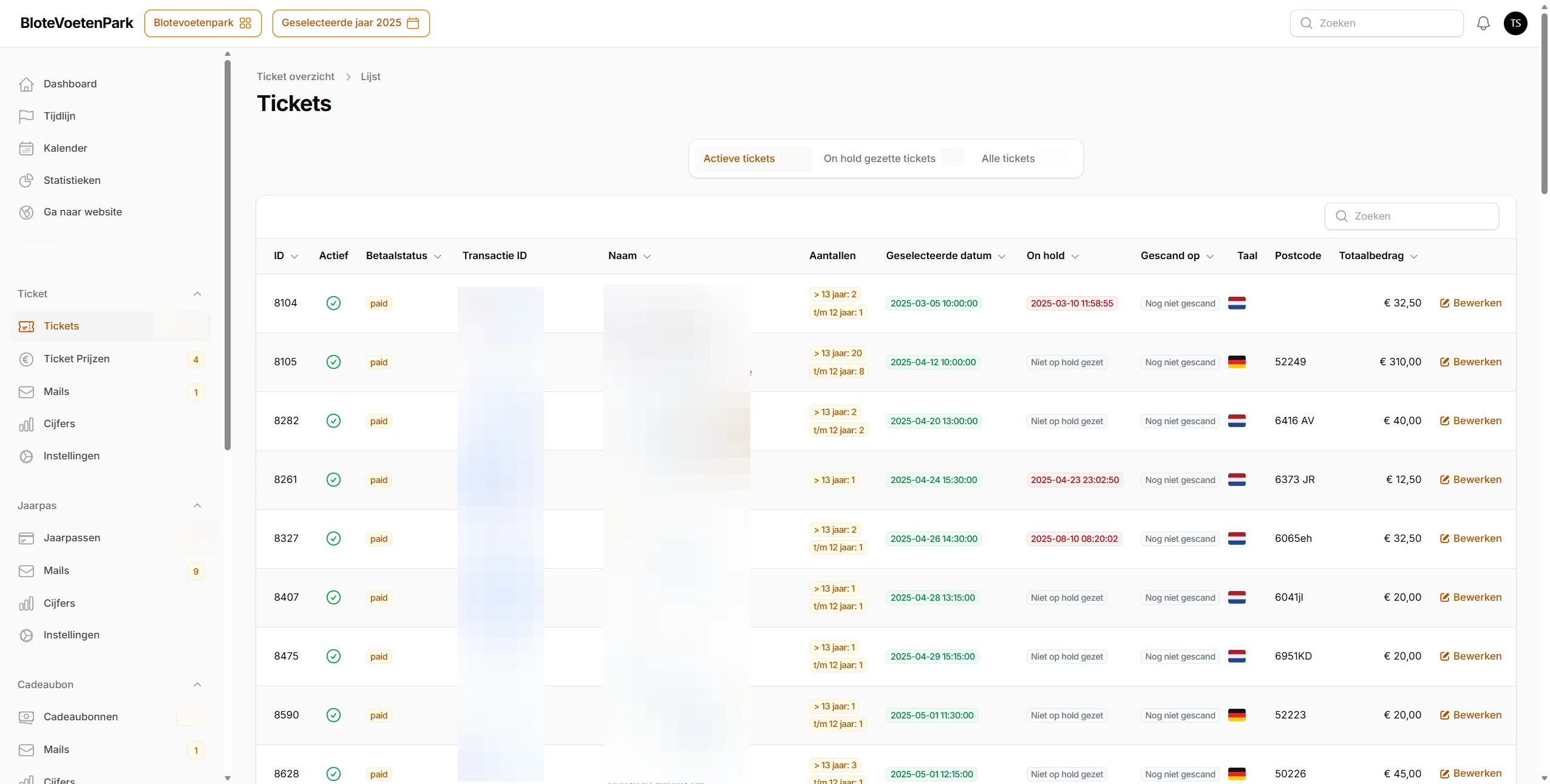 Ticket beheer dashboard