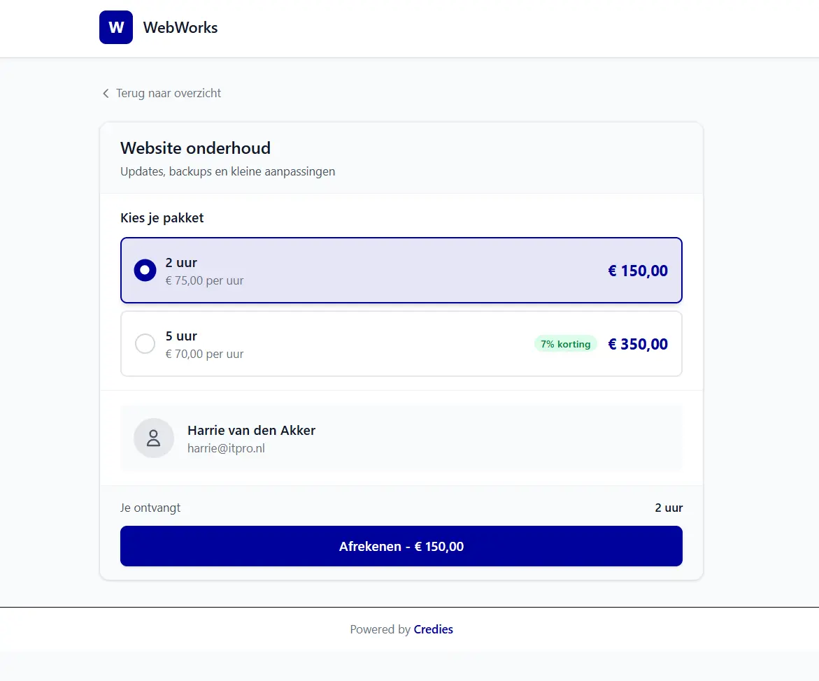 Online checkout voor klanten