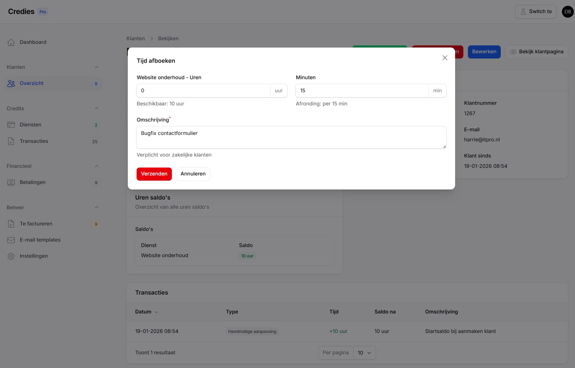 Uren afboeken met tijdregistratie per klant